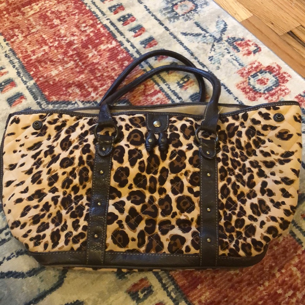 J. Crew Leopard Canvas Small Tote